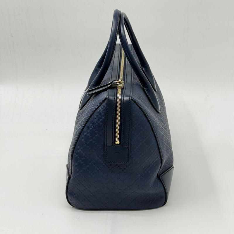 Gucci Bright diamante Leather Boston Bag Dark Blue