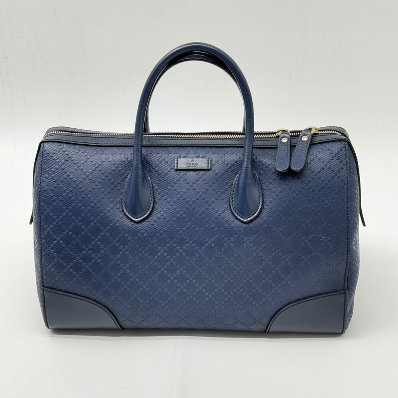 Gucci Bright diamante Leather Boston Bag Dark Blue