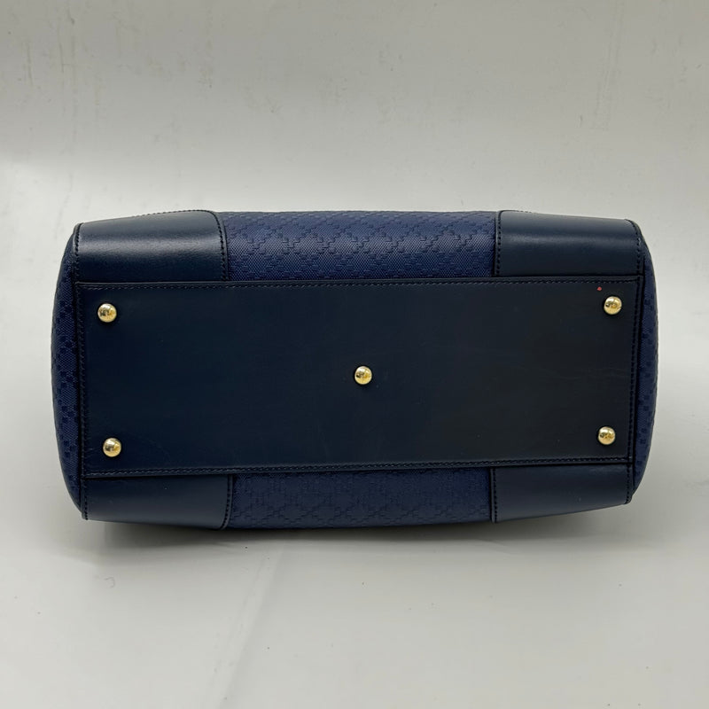 Gucci Bright diamante Leather Boston Bag Dark Blue