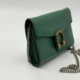 GUCCI Calfskin Mini Dionysus Chain Wallet Emerald