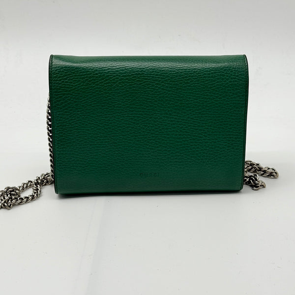 GUCCI Calfskin Mini Dionysus Chain Wallet Emerald