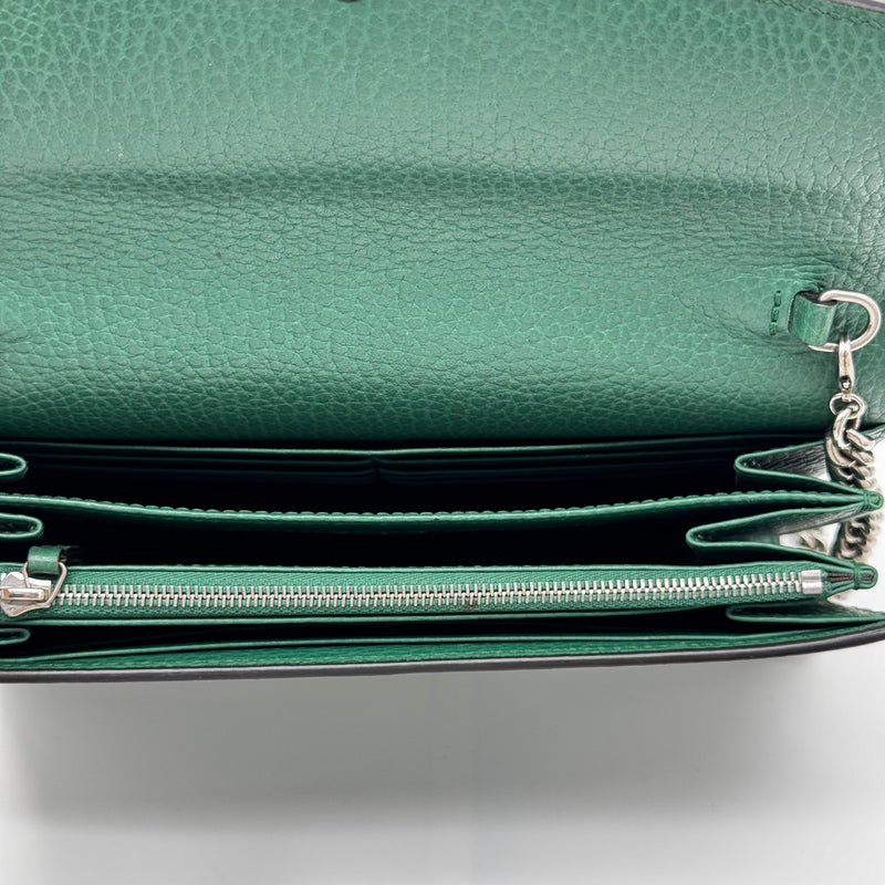 GUCCI Calfskin Mini Dionysus Chain Wallet Emerald