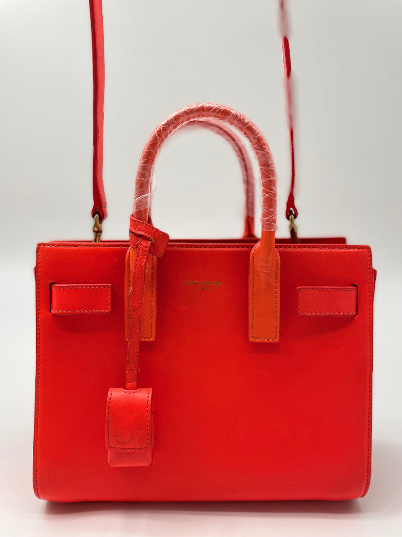 Saint Laurent Sac de Jour NM Bag Leather Baby Neon Orange