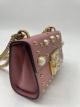 Pearly Padlock Leather Handbag Small