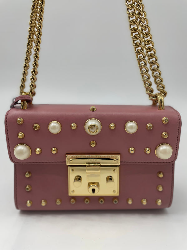 Gucci Pink Pearl Studded Padlock