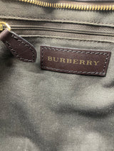 BURBERRY Chocolate Leather Haymarket Check Coated Canvas Extra Small Hartham Bag