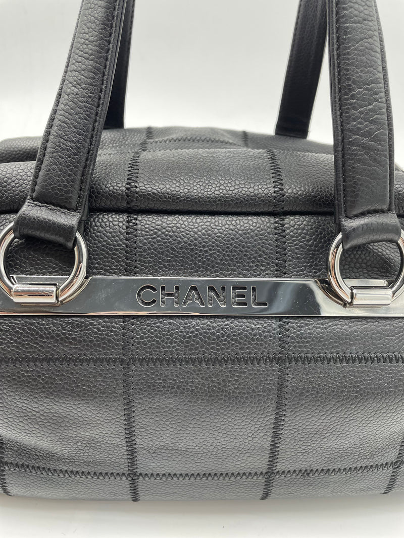 Chanel Caviar Square Stitched Tote Black