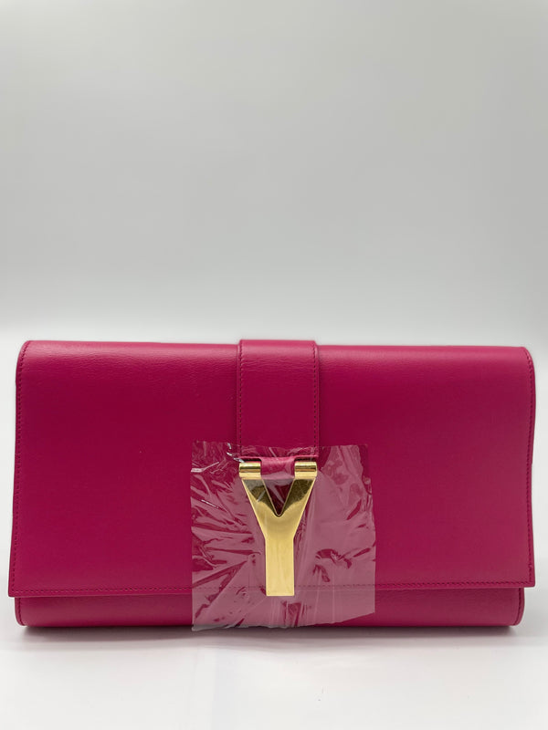 Yves Saint Laurent Fuchsia Leather Y-Ligne Clutch