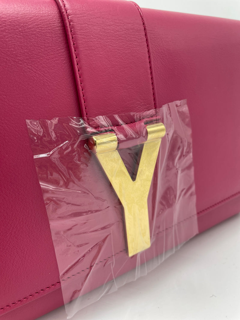 Yves Saint Laurent Fuchsia Leather Y-Ligne Clutch