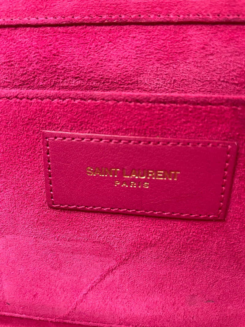 Yves Saint Laurent Fuchsia Leather Y-Ligne Clutch