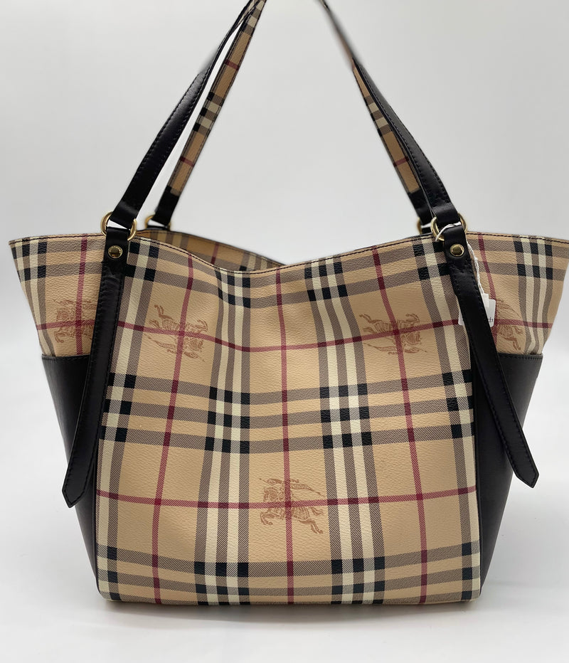 Canterbury Tote Horseferry Check Canvas and Leather Small