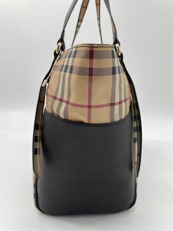 Canterbury Tote Horseferry Check Canvas and Leather Small