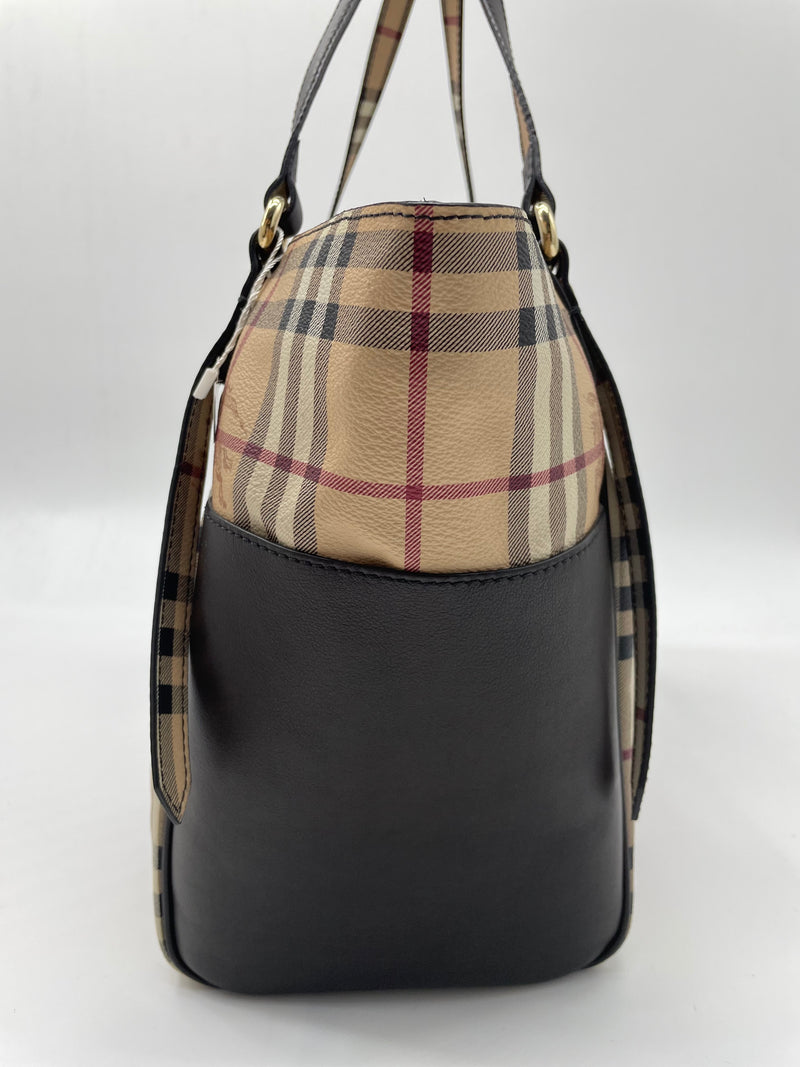 Canterbury Tote Horseferry Check Canvas and Leather Small