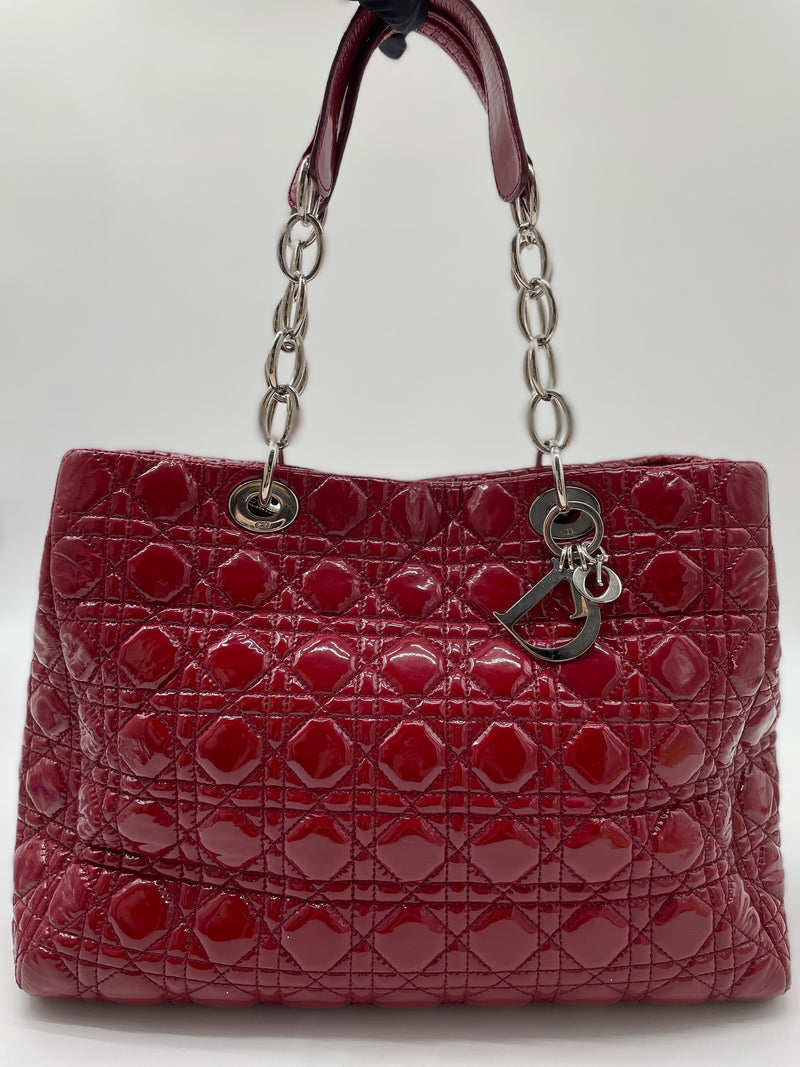 DIOR Dior Red Cannage Leather Soft Lady Dior Shopper Tote