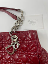 DIOR Dior Red Cannage Leather Soft Lady Dior Shopper Tote