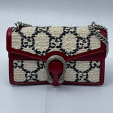 Gucci Tweed GG Monogram Small Dionysus Shoulder Bag White Black Romantic Cherry