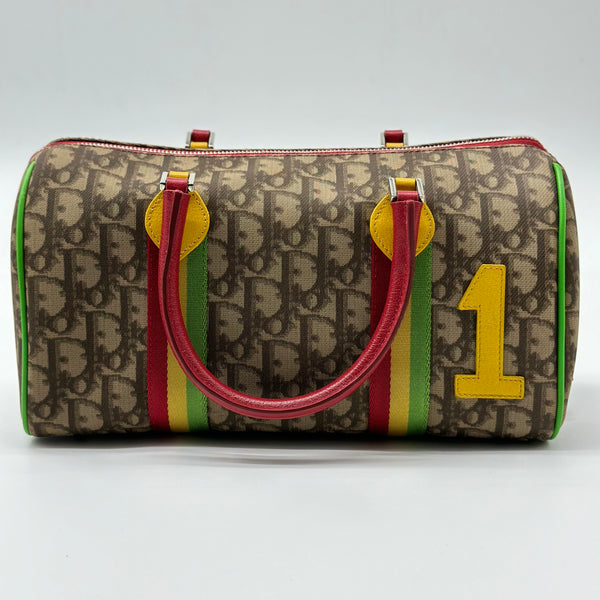 Christian Dior Brown Rasta Trotter Coated Canvas Boston Bag