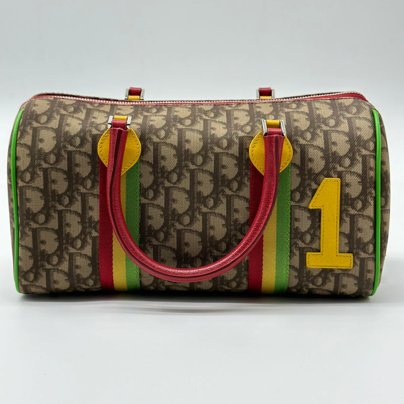 Christian Dior Brown Rasta Trotter Coated Canvas Boston Bag