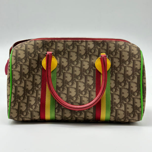 Christian Dior Brown Rasta Trotter Coated Canvas Boston Bag