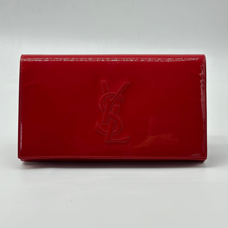 Saint Laurent Classic Monogram Clutch Metallic Calfskin Long