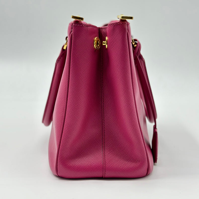 Prada Saffiano Medium Galleria Double Zip Tote Peonia