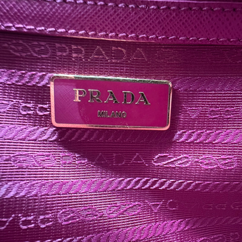 Prada Saffiano Medium Galleria Double Zip Tote Peonia