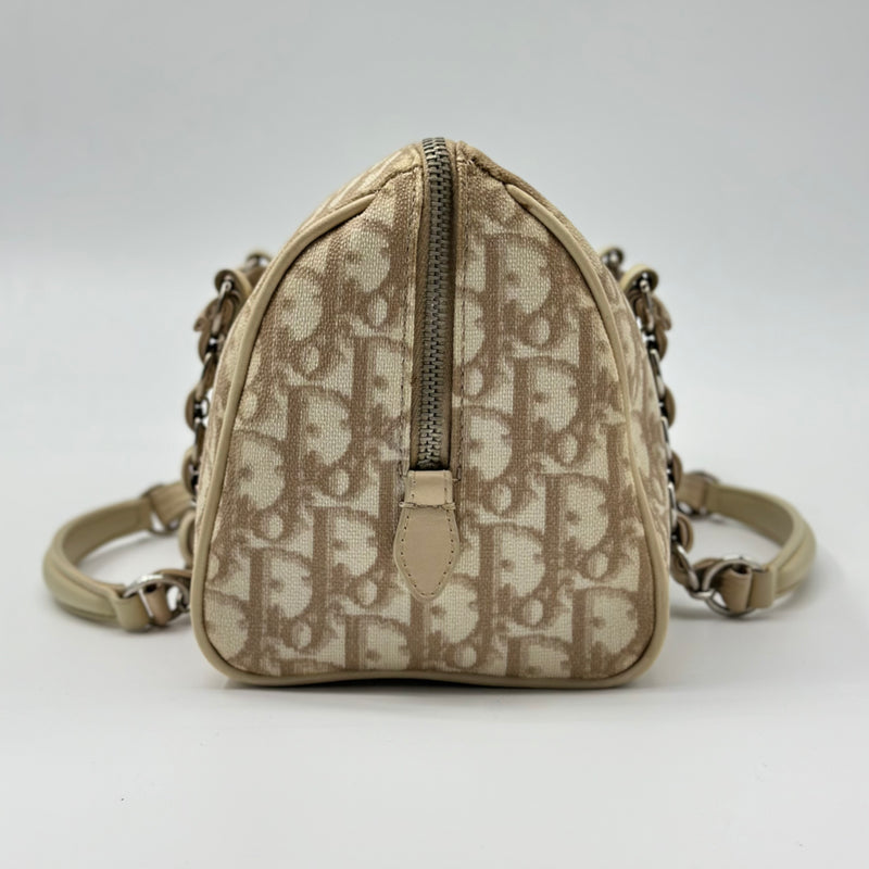 Christian Dior Cotton Monogram Trotter Romantique Boston Bag