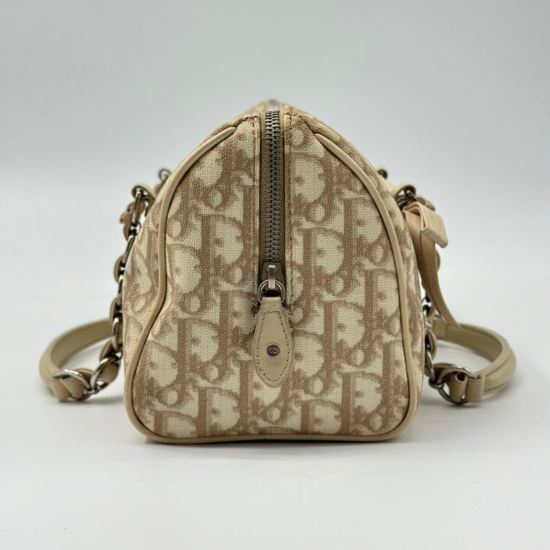 Christian Dior Cotton Monogram Trotter Romantique Boston Bag