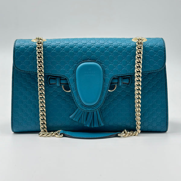 Gucci Emily Chain Flap Bag Microguccissima Leather Medium