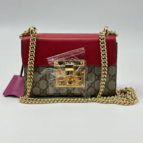 Gucci Padlock Shoulder Bag GG Coated Canvas and Leather Small