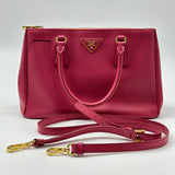 Prada Saffiano Medium Galleria Double Zip Tote Peonia