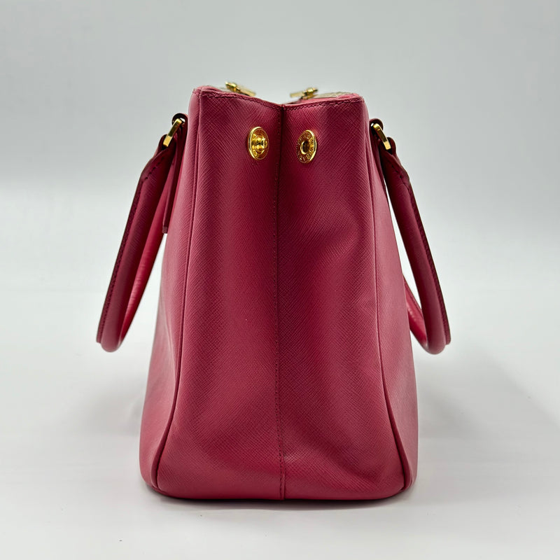 Prada Saffiano Medium Galleria Double Zip Tote Peonia