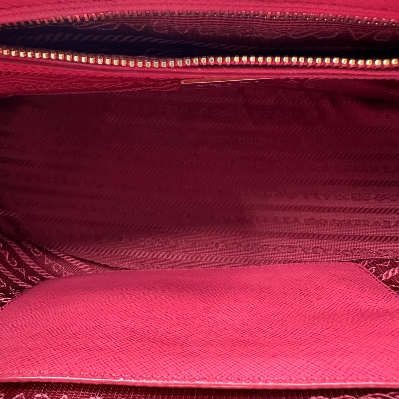 Prada Saffiano Medium Galleria Double Zip Tote Peonia