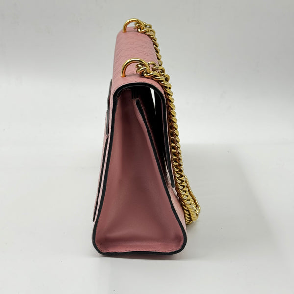 GUCCI Guccissima Signature Medium Padlock Shoulder Bag Rose Baby Candy