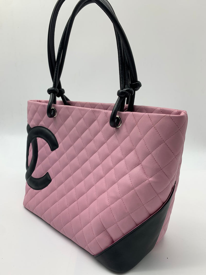 Cambon Tote Quilted Leather Large Pink