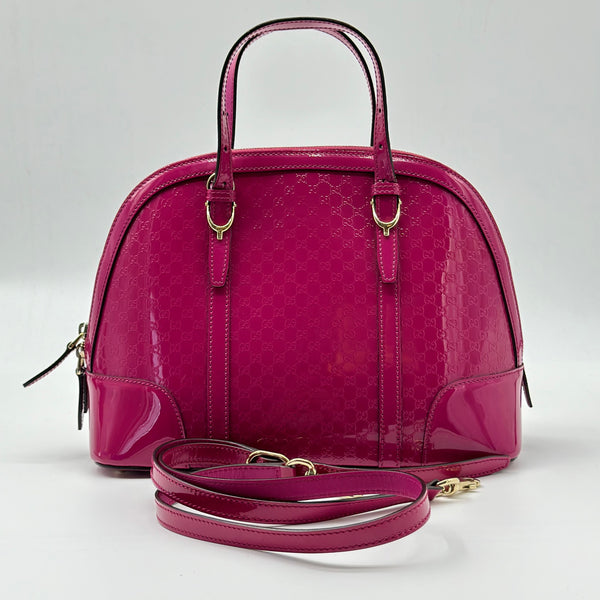 Gucci Patent Microguccissima Small Nice Top Handle Dome Bag Bright Bouganville