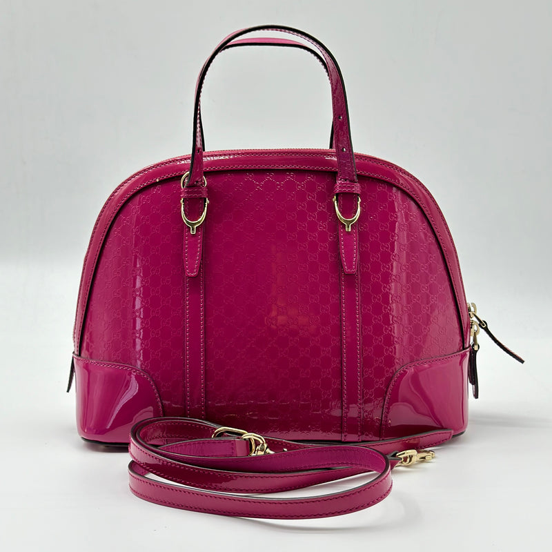 Gucci Patent Microguccissima Small Nice Top Handle Dome Bag Bright Bouganville