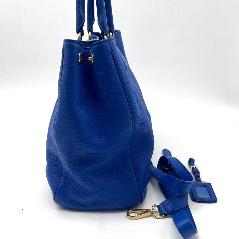 Prada Blue Vitello Diano Top Handle Bag