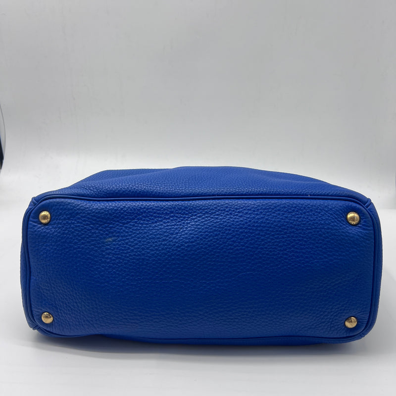 Prada Blue Vitello Diano Top Handle Bag