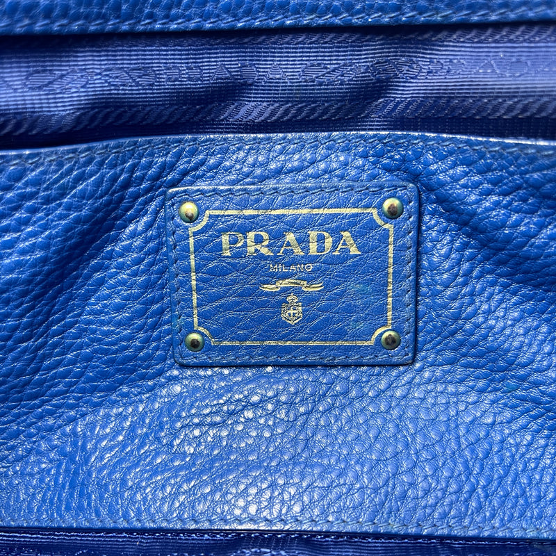 Prada Blue Vitello Diano Top Handle Bag