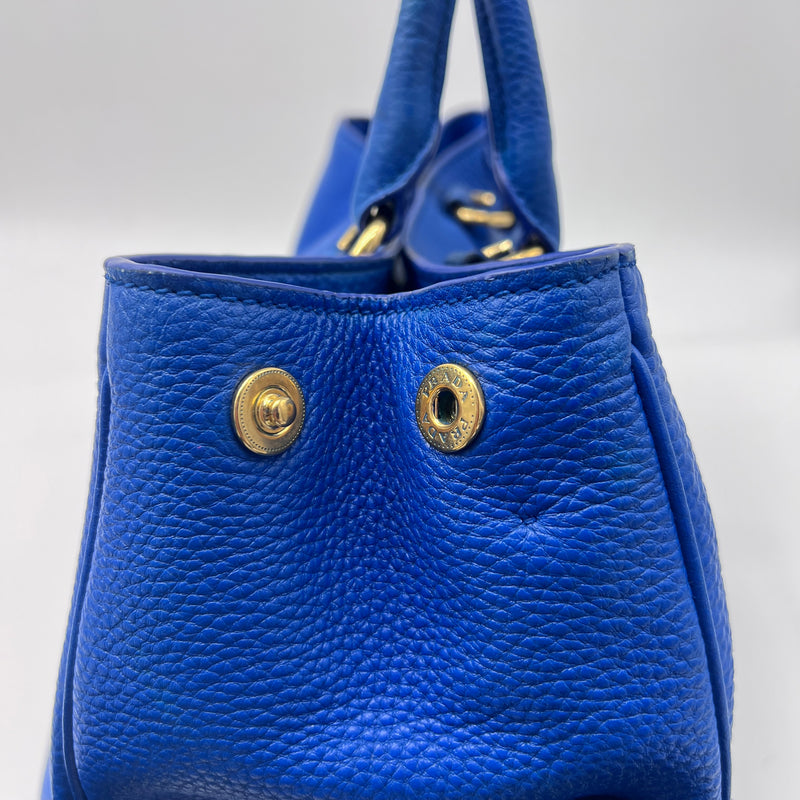 Prada Blue Vitello Diano Top Handle Bag