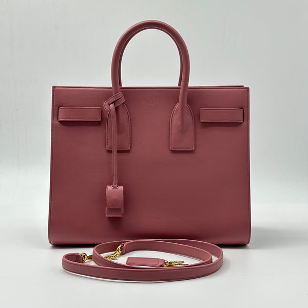 SAINT LAURENT Calfskin Small Sac De Jour Dark Rose