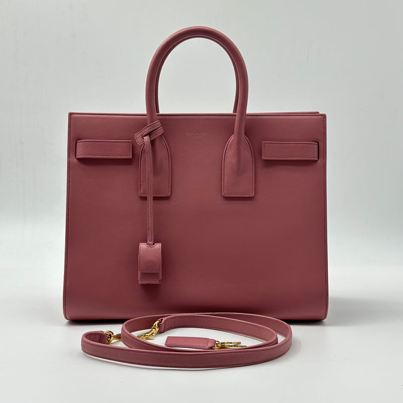 SAINT LAURENT Calfskin Small Sac De Jour Dark Rose