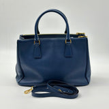 Prada Blue Saffiano Lux Leather Medium Double Zip Tote