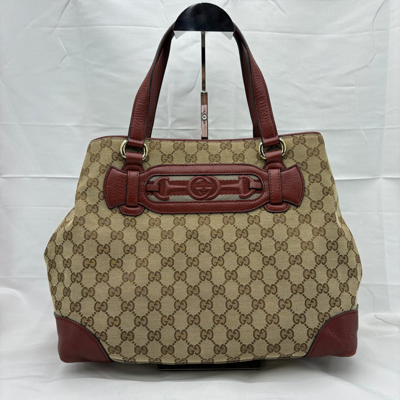 Monogram Web Medium Dressage Tote Red