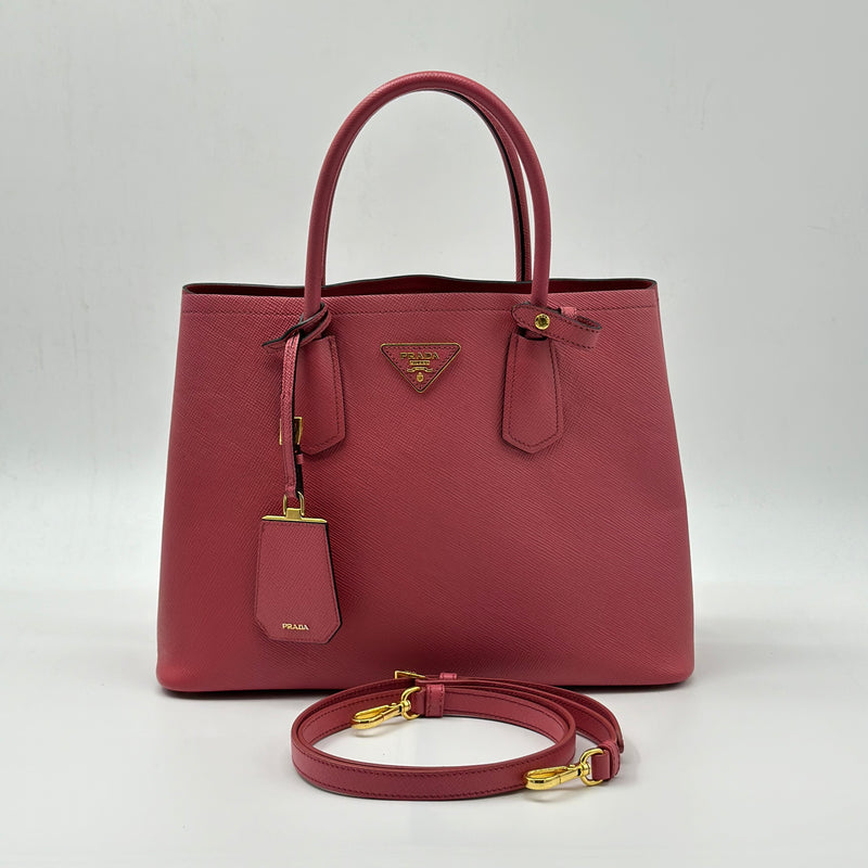 Prada Medium Saffiano Cuir Double Bag Pink