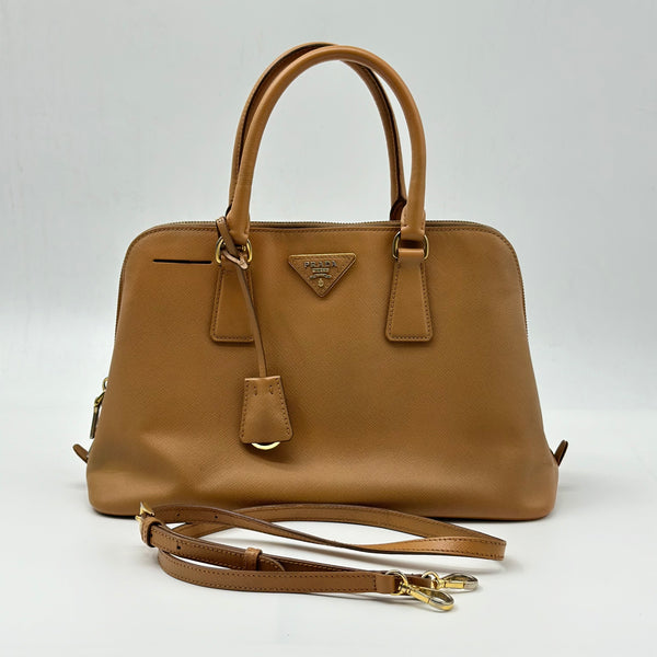 Prada Brown Saffiano Lux Promenade Handbag