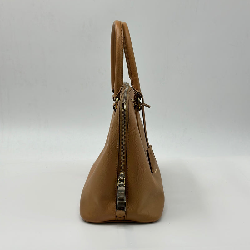 Prada Brown Saffiano Lux Promenade Handbag