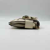 GUCCI Queen Margaret Embellished Bee pearl stud white flap crossbody bag