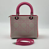 Lady Dior Handbag Medium Pink Outer Stitches